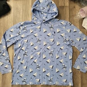 Polo Ralph Lauren Sailboat Bear All-Over Print Hooded Shirt Size XL